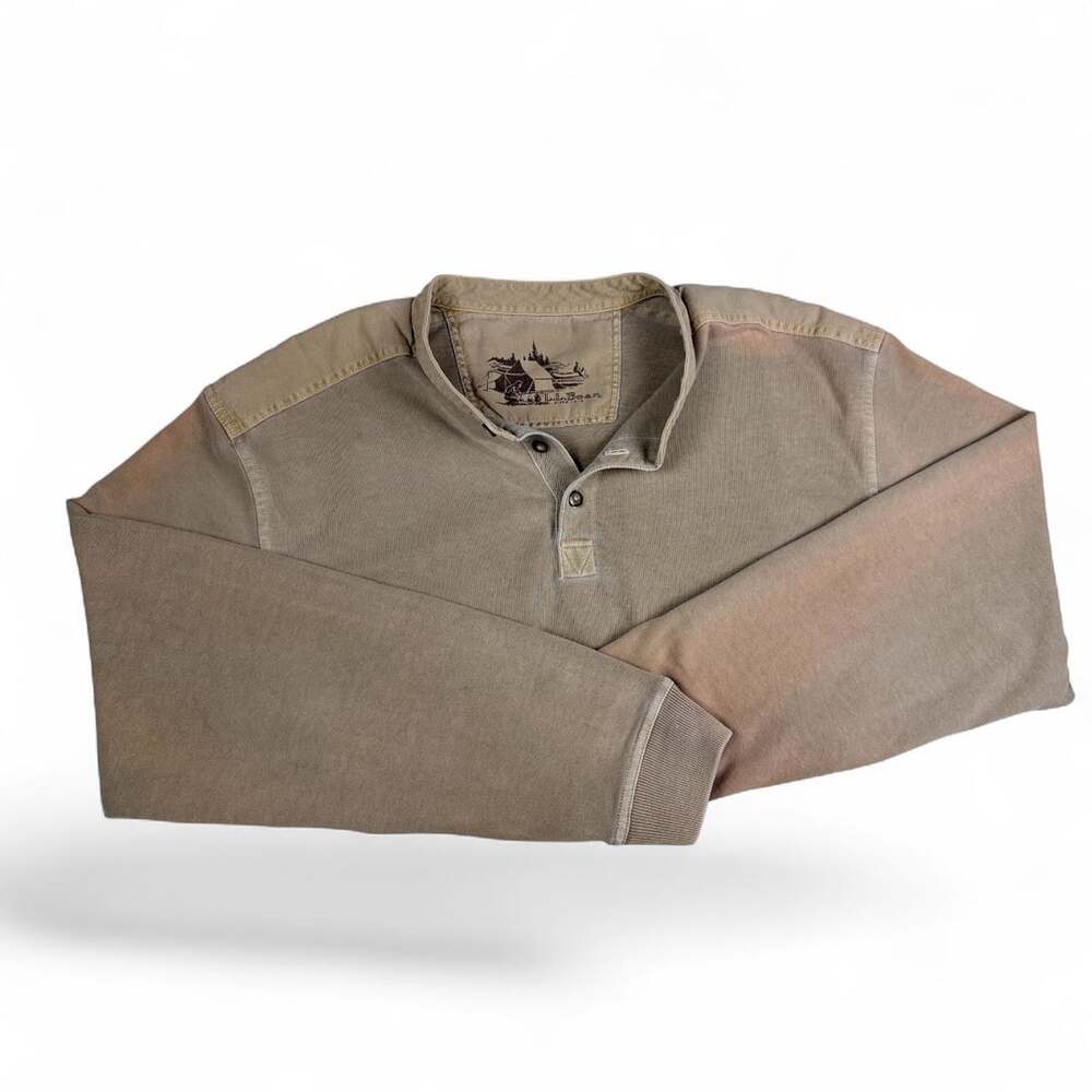 90s L.L. Bean Henley Long Sleeve Shirt Brown Cotton L